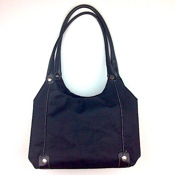 Tommy Hilfiger Black Canvas Shoulder Tote Bag - Picture 2 of 7